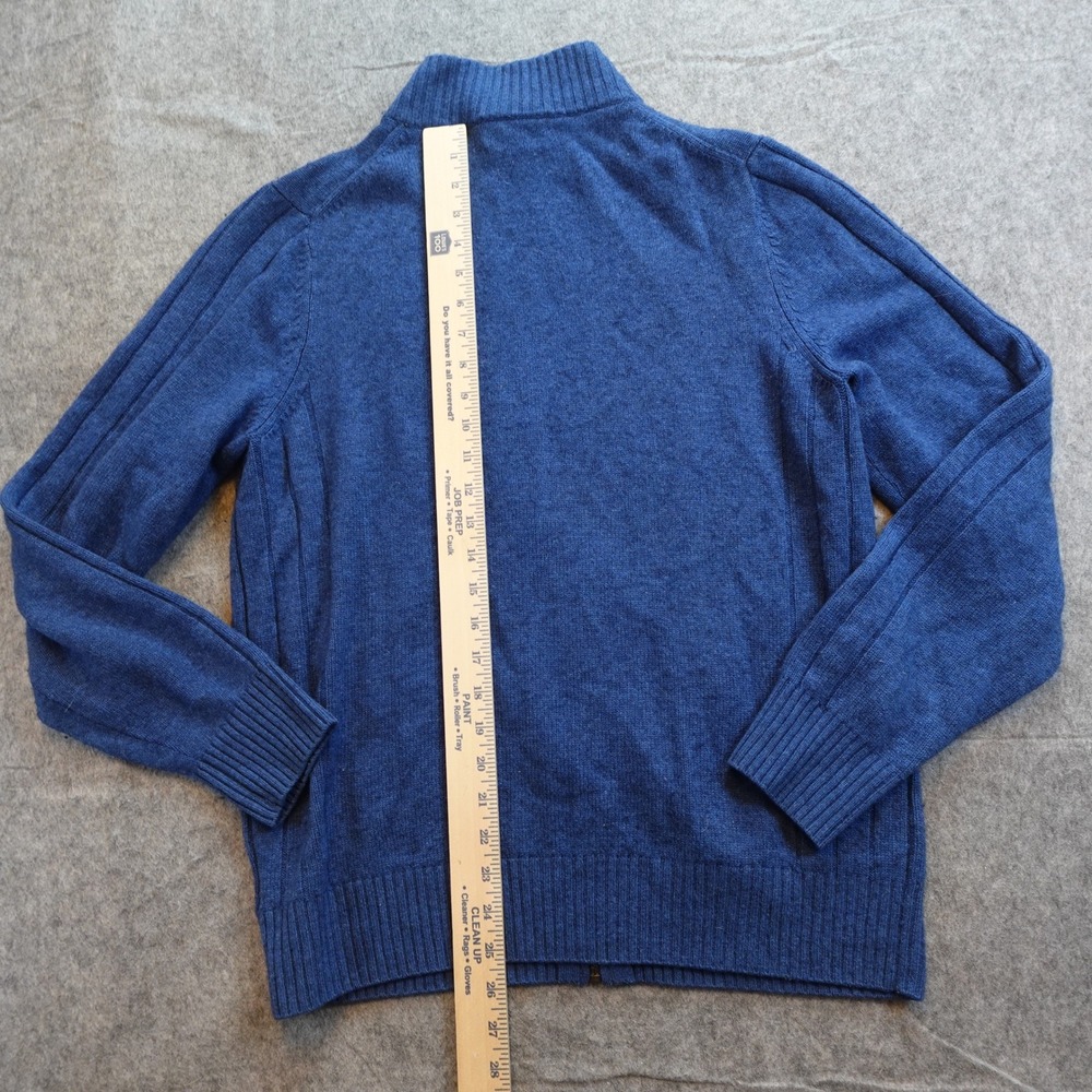 Pure Collection Cardigan Mens Medium Blue Wool Cashmere Ribbed Full Zip Sweater - Picture 6 of 10